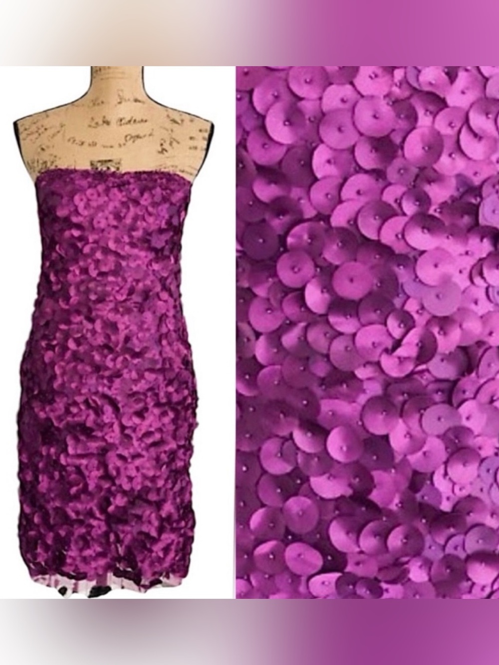 ADRIANNA PAPELL Strapless Fuchsia Floral Appliqué Cocktail Dress